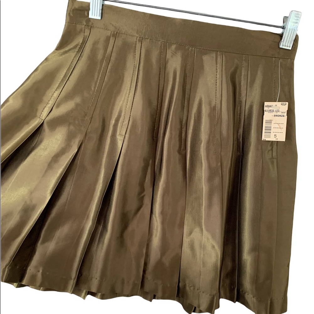 Vintage Contempo Casuals Pleated Metallic Bronze Mini Skirt size 5